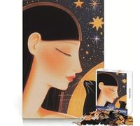 Puzzle "Donna e gatto sotto le stelle" per ragazzi, 1000 pezzi, per esercitarsi nella logica, ideale per momenti di relax, con bordi netti e come regalo (50x75cm)