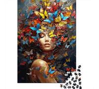 Puzzle Donna Farfalla, Ritratto Fantasioso 1000 Pezzi Carta Riciclata per Adulti oltre i 12 Anni, Gioco Rilassante 38x26cm/1000pcs