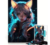 Puzzle Donna Gatto per Adolescenti 1000 Gioco Mentale Divertente Connessione Pulita e Senza Fine Un Modo Coinvolgente per Passare Ore Libere (38x26cm)