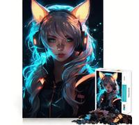 Puzzle Donna Gatto per Adulti 1000 Pezzi Gioco Stimolante Mentale Taglio Preciso Allineamento Perfetto Attività di Rafforzamento del Senso per Persone Amate (50x75cm)