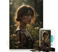 Puzzle "Donna in abito nero in un campo" per ragazzi,1000 pezzi,gioco stimolante per la mente,pezzi ben tagliati e senza sbavature,facile da imparare,divertimento per tutta la famiglia (38x52cm)