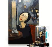 Puzzle "Donna in un bar di notte" per adolescenti,1000 pezzi,gioco stimolante per la mente,pezzi senza sbavature,taglio netto,facile da imparare,divertimento per tutta la famiglia (38x26cm)