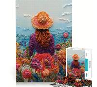 Puzzle "Donna in un campo di fiori" da 1000 pezzi,gioco stimolante per la mente,incastro perfetto,intrattenimento domestico confortevole per tutti (38x26cm)