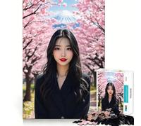 Puzzle "Donna in un giardino di ciliegi in fiore" con 1000 pezzi,gioco di abilità mentale,taglio laser di alta qualità,esercizio mentale per momenti di tranquillità a casa (50x75cm)