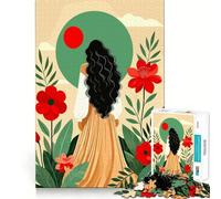 Puzzle "Donna in un giardino fiorito" da 1000 pezzi,gioco di logica,incastro perfetto,pezzi precisi,divertimento in famiglia,attività serale (38x26cm)
