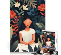 Puzzle Donna in un'atmosfera floreale serena per adolescenti, 1000 pezzi, facile da ricordare, attività ricreativa, taglio perfetto, (38x52cm)