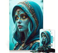Puzzle "Donna Mistica con Cappuccio" per adulti, 1000 pezzi, gioco di logica stimolante, rilassante, con bordi trasparenti, regalo artistico (50x75cm)