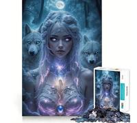 Puzzle "Donna mistica con lupi e magia" per adolescenti, 1000 pezzi, giocattolo rilassante e divertente, opera d'arte da collezione (50x75cm)