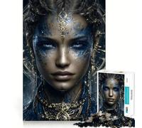 Puzzle "Donna mistica con trucco blu" per adolescenti, 1000 pezzi, giocattolo rilassante e divertente, opera d'arte da collezione (38x26cm)