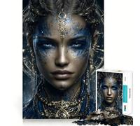 Puzzle "Donna mistica con trucco blu" per adolescenti, 1000 pezzi, per rafforzare la memoria, alleviare la tensione, bordi lisci, sorpresa di Natale (50x75cm)