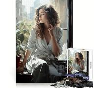 Puzzle "Donna seduta vicino alla finestra" per adolescenti, 1000 pezzi, esercizio mentale, leggera distrazione, taglio preciso, regalo di Natale (38x52cm)