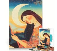 Puzzle "Donna sotto la luna crescente" da 1000 pezzi,gioco di logica,incastro perfetto,pezzi precisi,divertimento in famiglia,attività serale (38x26cm)