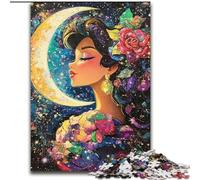 Puzzle "Donna sotto la luna" per adolescenti, 1000 pezzi, modelli da assemblare, ideali come regalo per tutta la famiglia, adatti per bambini di età compresa tra 14 e 26 anni (26x38cm)
