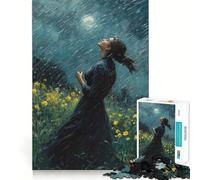 Puzzle "Donna sotto la pioggia" per ragazzi,1000 pezzi,gioco stimolante per la mente,pezzi ben tagliati e senza sbavature,facile da imparare,divertimento per tutta la famiglia (38x26cm)