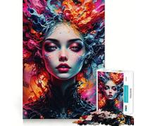 Puzzle "Donna tra schizzi di colore" per adulti,1000 pezzi,gioco stimolante per la mente,pezzi precisi e facili da incastrare,rilassante attività di gruppo al chiuso (50x75cm)