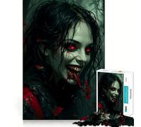 Puzzle "Donna vampira dagli occhi rossi" per adolescenti,1000 pezzi,gioco di memoria divertente,superficie liscia e senza sbavature,regalo di compleanno,rompicapo (38x26cm)