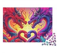 Puzzle Doppio Drago 1000 Pezzi Puzzle per Adulti Design a Cuore 38x26cm/1000pcs