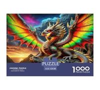 Puzzle Drago 1000 Pezzi - Drago Volo Arcobaleno Montagna Vivente Mitico Puzzle per Adulti Gioco Educativo Regalo 52x38cm