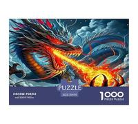 Puzzle Drago 1000 Pezzi Estremamente Difficile - Drago Fuoco Tempesta Selvaggio Vivente per Adulti Riduzione Stress Regalo 70x50cm