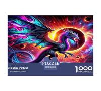 Puzzle Drago 1000 Pezzi per Adulti - Drago Sole Nero Cosmico Selvaggio Vivente Gioco Regalo Decorazione Parete Regalo 38x26cm