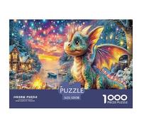 Puzzle Drago all'alba 1000 pezzi - Puzzle Drago su roccia per adulti, regali, gioco educativo in carta riciclata, decompressione, 52x38 cm/1000 pezzi