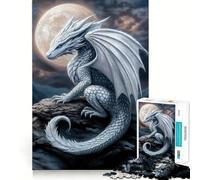 Puzzle Drago Bianco al Chiaro di Luna per Ragazzi,1000 Pezzi,Gioco Stimolante per la Mente,Montaggio Sicuro e Sicuro,Attività per Condividere con i Cari (38x26cm)