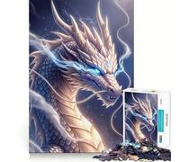 Puzzle Drago Bianco con Occhi Blu,1000 Pezzi,Gioco Cognitivo Divertente,Taglio di Precisione, Alleviare lo Stress (50x75cm)