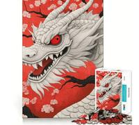 Puzzle Drago Bianco con Occhi Rossi per Ragazzi,1000 Pezzi,Gioco Stimolante per la Mente,Montaggio Sicuro e Sicuro,Attività per Condividere con i Cari (38x52cm)