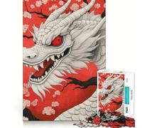 Puzzle Drago Bianco con Occhi Rossi per Ragazzi,1000 Pezzi,Stimola la Mente,Divertente,Componenti Precisi e Robusti,Attività di Collezionabili Emozionante (50x75cm)