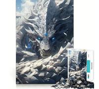 Puzzle Drago Bianco con Occhio Blu,1000 Pezzi,Gioco di Costruzione Focus,Incastro Perfetto,Attività Ricompense per le Giornate di Pioggia (38x26cm)