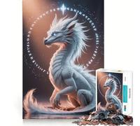 Puzzle Drago Bianco con Rune,1000 pezzi,per ragazzi,gioco stimolante per la mente,montaggio sicuro e stabile,divertimento assicurato per tutta la famiglia (38x52cm)