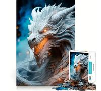 Puzzle Drago Bianco da 1000 pezzi,divertente per allenare la mente,con incastri precisi e senza spazi vuoti,ideale per creare un legame speciale con i propri cari (38x26cm)