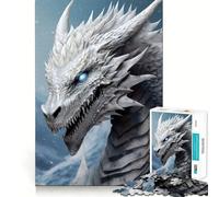 Puzzle Drago Bianco e Argento da 1000 pezzi per ragazzi,divertente attività di memoria,connessione pulita e senza soluzione di continuità,rilassante attività di gruppo al chiuso (38x52cm)