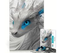 Puzzle Drago Bianco e Blu per Adulti,1000 Pezzi,Gioco Mentale Divertente con Tecnologia Avanzata di Taglio Laser,Sfida Divertente per il Tempo di Attesa (50x75cm)