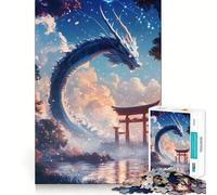 Puzzle Drago Bianco e Porta Torii,1000 pezzi,gioco per lo sviluppo delle capacità cognitive,superficie liscia e priva di sbavature,rilassante attività di gruppo al chiuso (50x75cm)