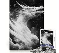 Puzzle Drago Bianco nello Spazio, 1000 pezzi, per adulti, per la chiarezza mentale, rilassante, divertente, con bordi sottili, regalo perfetto (50x75cm)
