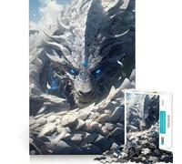 Puzzle Drago Bianco Occhio Blu da 1000 Pezzi Gioco di Abilità Mentali Incastri Stabili Nessuna Parte Si Muove Passatempo Divertente per Lunghi Weekend (38x52cm)