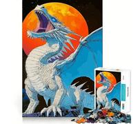 Puzzle "Drago Bianco Ruggente alla Luna" per adulti,1000 pezzi,gioco di memoria e allenamento per la mente,taglio preciso,finitura di alta qualità,un modo coinvolgente per trascorrere il tempo libero