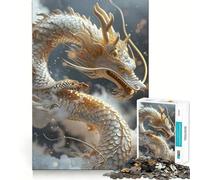 Puzzle Drago Bianco sulle Nuvole,1000 pezzi,gioco di concentrazione mentale,taglio di precisione,bordi lisci,gioco significativo per costruire connessioni (38x26cm)