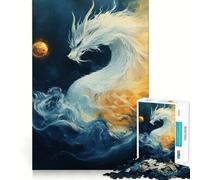 Puzzle Drago Bianco tra le Nuvole da 1000 Pezzi Gioco di Abilità Creativa Componenti Robusti e Precisi Facile da Ritagliare Ideale per Viaggiare Gioco per Allenare la Mente Regalo (38x26cm)