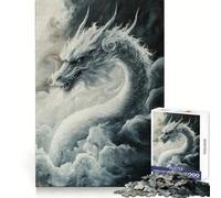 Puzzle Drago Bianco tra le Nuvole per Ragazzi, 1000 Pezzi, Esercizio di Logica, Momenti di Relax, Bordi Puliti, (38x52cm)