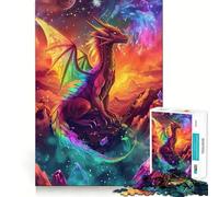 Puzzle Drago Cosmico Arcobaleno da 1000 pezzi per adolescenti, gioco di logica, momento di pace, taglio perfetto, lista dei desideri di Babbo Natale (38x52cm)