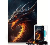 Puzzle Drago di Fuoco Antico da 1000 pezzi per adolescenti, gioco cognitivo, passatempo rilassante, bordo premium, lista dei desideri di Babbo Natale (38x26cm)