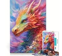 Puzzle Drago Fiore Arcobaleno per Adulti 1000 Pezzi Gioco Intelligente Tranquillo Motivo da Assemblare (38x52cm)