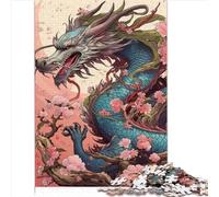 Puzzle Drago giapponese ciliegia Puzzle da 1000 pezzi Premium 100% riciclato in cartone adulti Bambini 14+ gioco puzzle famiglie regali compleanno 1000 pezzi (26x38 cm)