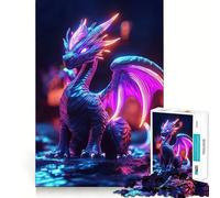 Puzzle Drago Neon da 1000 pezzi per adulti, gioco intelligente e antistress, assemblaggio con motivi a sorpresa (50x75cm)