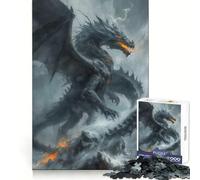 Puzzle Drago Nero nella Tempesta, 1000 pezzi, per adolescenti, per lo sviluppo cognitivo e della memoria, passatempo rilassante, taglio preciso, Natale gioioso (38x26cm)