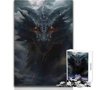 Puzzle Drago Nero tra le Nuvole 1000 Pezzi per Adolescenti Gioco Divertente di Apprendimento Consapevole Feste Gioiose Dimensioni 50x75cm