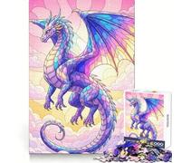 Puzzle Drago Pastello tra le Nuvole per Ragazzi 1000 Pezzi Gioco di Logica Stimolante Divertimento da Condividere Bordo Trasparente Regalo Perfetto (38x26cm)