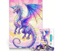 Puzzle Drago Pastello tra le Nuvole per Ragazzi 1000 Pezzi Gioco di Logica Stimolante Divertimento da Condividere Bordo Trasparente Regalo Perfetto (38x26cm)